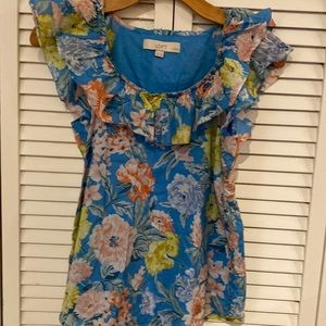 Ruffled collar top by LOFT